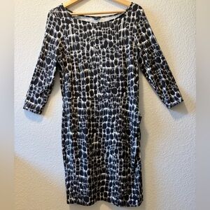Ann Taylor Monochrome 3/4 Sleeve Dress
